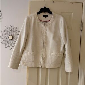 Cream Textured Tweed Cotton Blazer, size 18